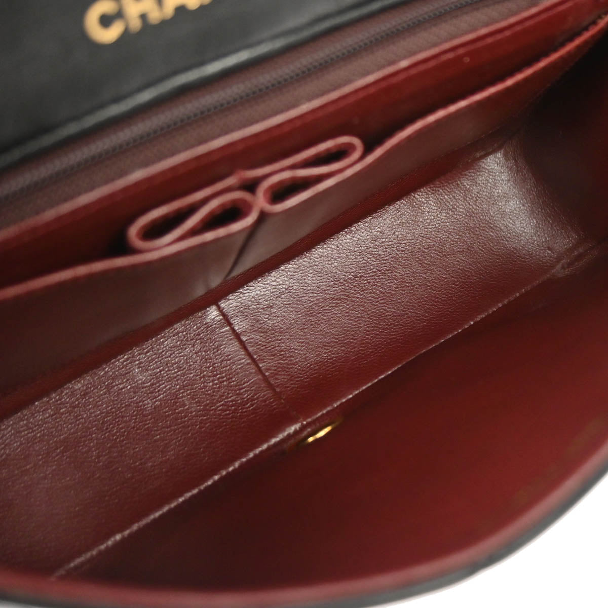 Chanel 1989-1991 Black Lambskin Turnlock Small Full Flap Shoulder Bag