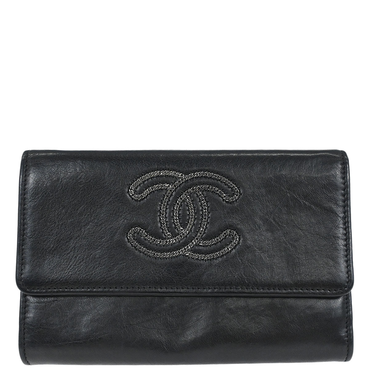 Chanel Black Lambskin Wallet Purse