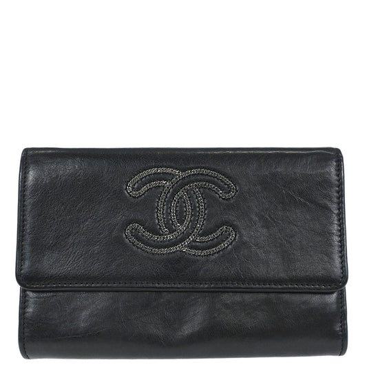 Chanel Black Lambskin Wallet Purse