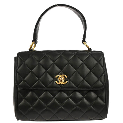 Chanel 1991-1994 Black Lambskin Top Handle Handbag