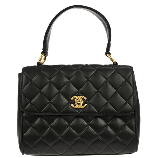 Chanel 1991-1994 Black Lambskin Top Handle Handbag