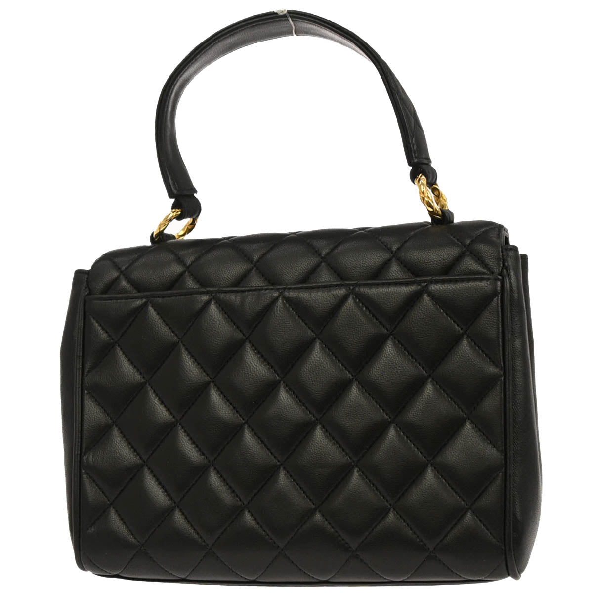 Chanel 1991-1994 Black Lambskin Top Handle Handbag