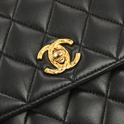 Chanel 1991-1994 Black Lambskin Top Handle Handbag