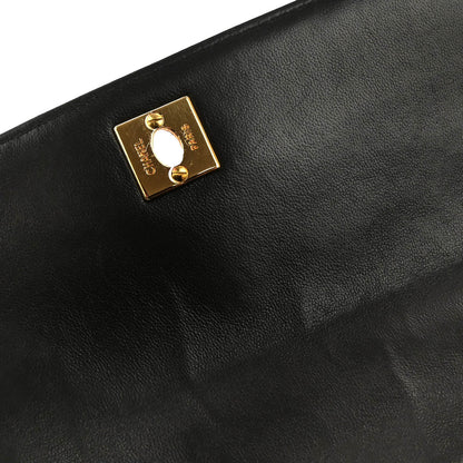 Chanel 1991-1994 Black Lambskin Top Handle Handbag
