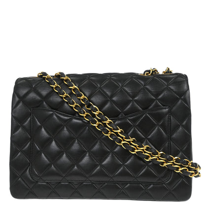 Chanel 1994-1996 Black Lambskin Paris Shoulder Bag