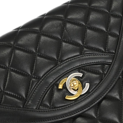 Chanel 1994-1996 Black Lambskin Paris Shoulder Bag