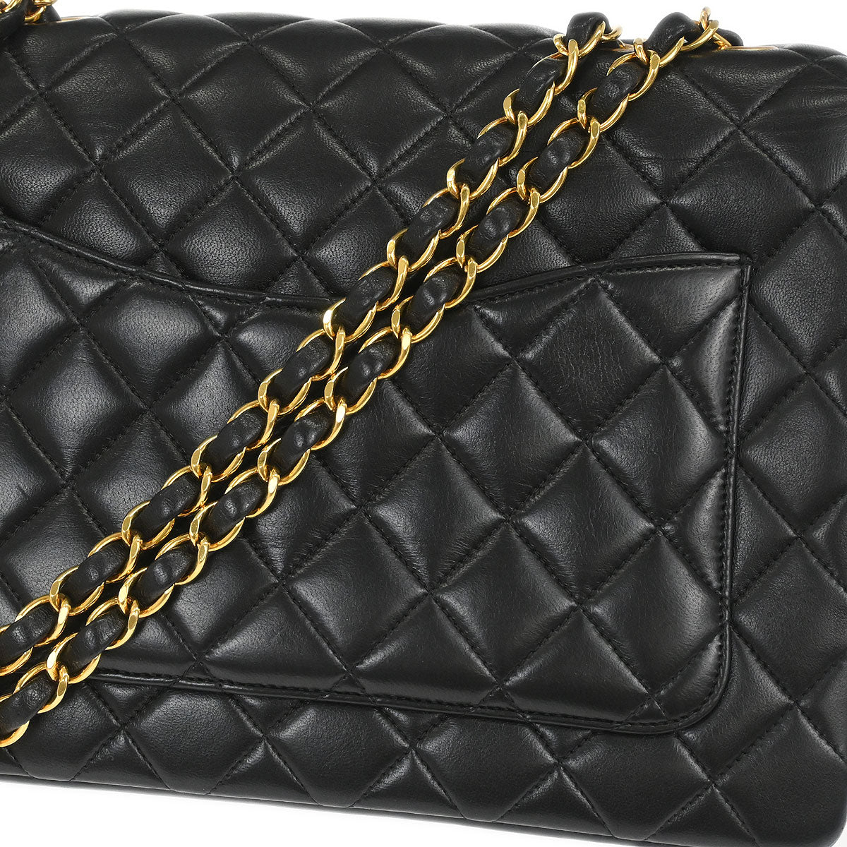 Chanel 1994-1996 Black Lambskin Paris Shoulder Bag