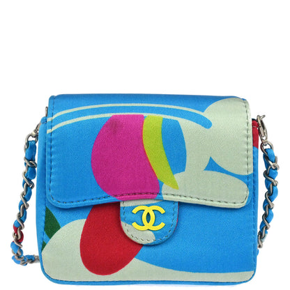 Chanel Blue Satin Micro Classic Flap Shoulder Bag Pochette