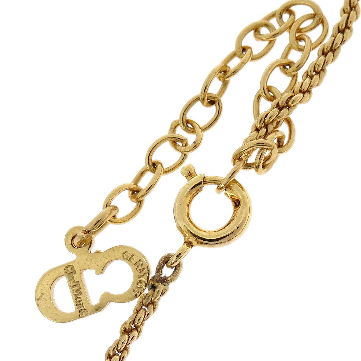 Christian Dior Necklace Pendant Gold Rhinestone