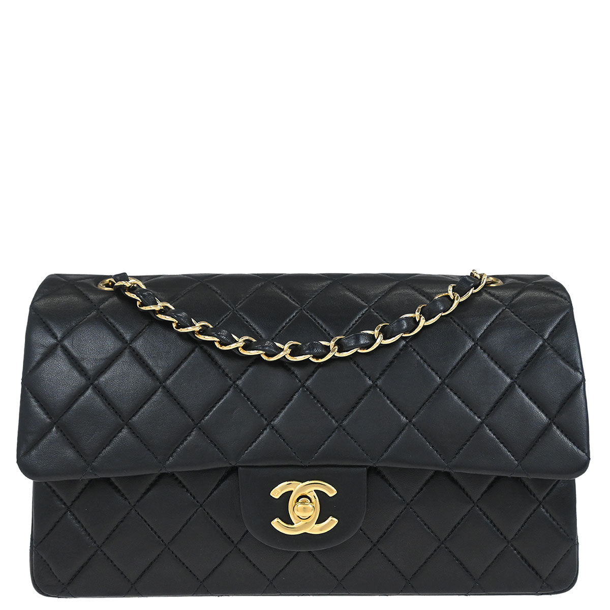 Chanel Black Lambskin Medium Classic Double Flap Shoulder Bag