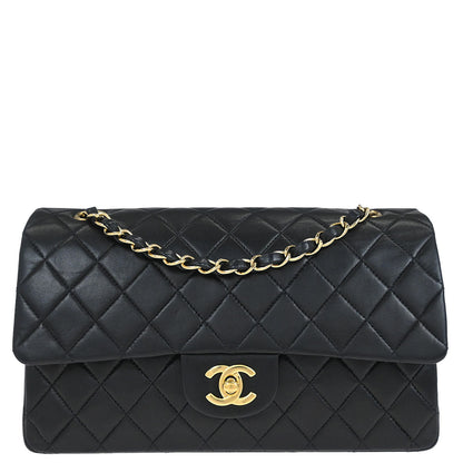 Chanel Black Lambskin Medium Classic Double Flap Shoulder Bag
