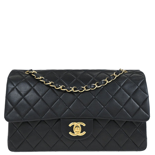 Chanel Black Lambskin Medium Classic Double Flap Shoulder Bag