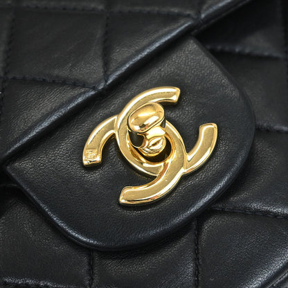 Chanel Black Lambskin Medium Classic Double Flap Shoulder Bag
