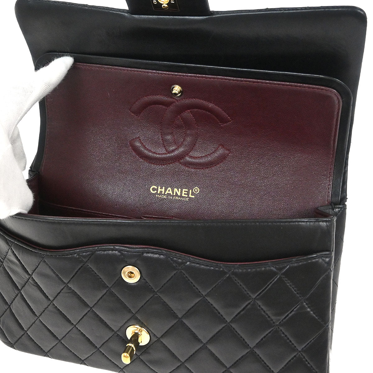Chanel Black Lambskin Medium Classic Double Flap Shoulder Bag