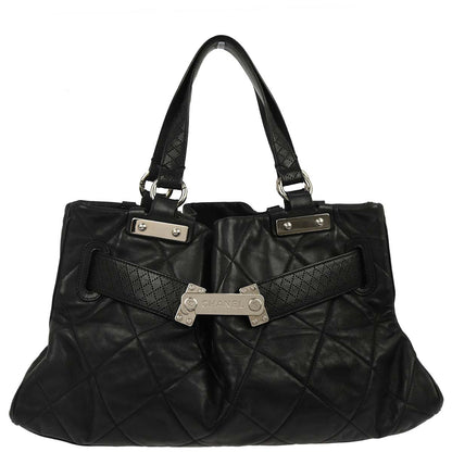 Chanel 2008-2009 Black Lambskin Paris-Londres Door Latch Tote Handbag