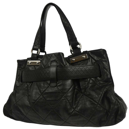 Chanel 2008-2009 Black Lambskin Paris-Londres Door Latch Tote Handbag