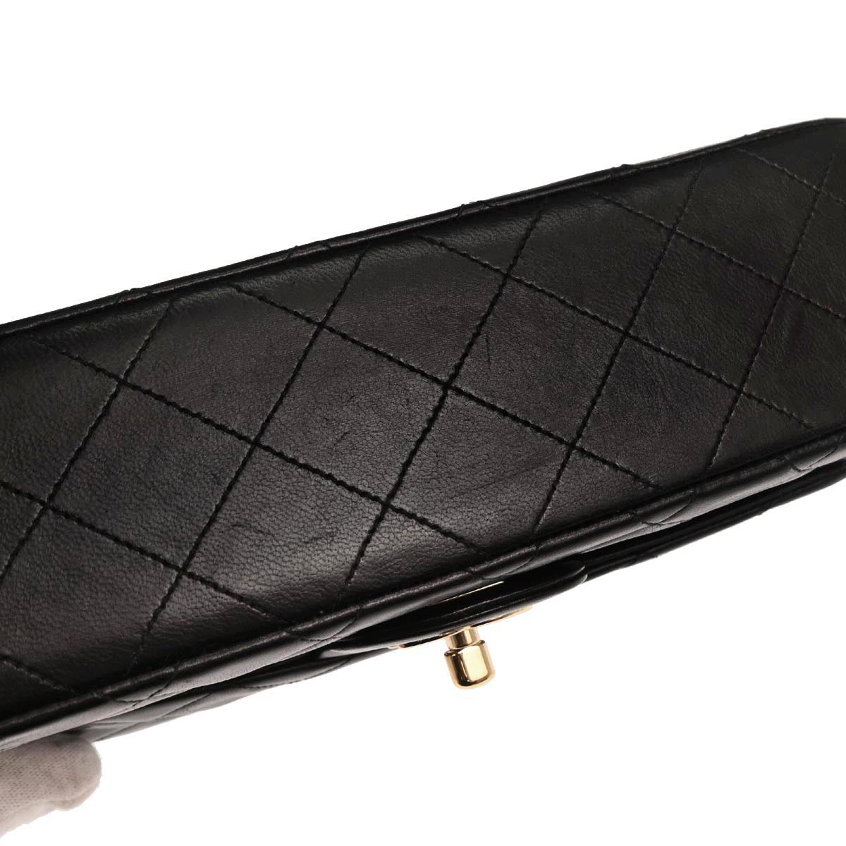 Chanel 1997-1999 Black Lambskin Small Classic Double Flap Shoulder Bag