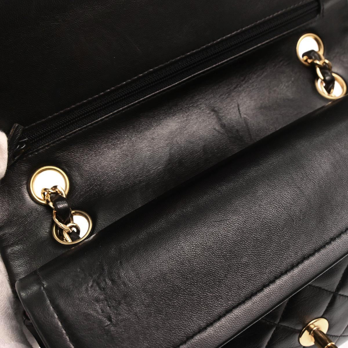 Chanel 1997-1999 Black Lambskin Small Classic Double Flap Shoulder Bag