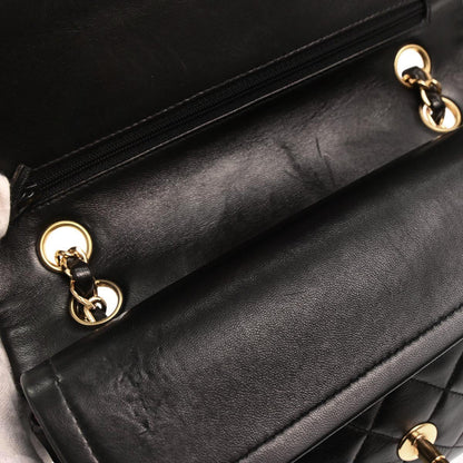 Chanel 1997-1999 Black Lambskin Small Classic Double Flap Shoulder Bag