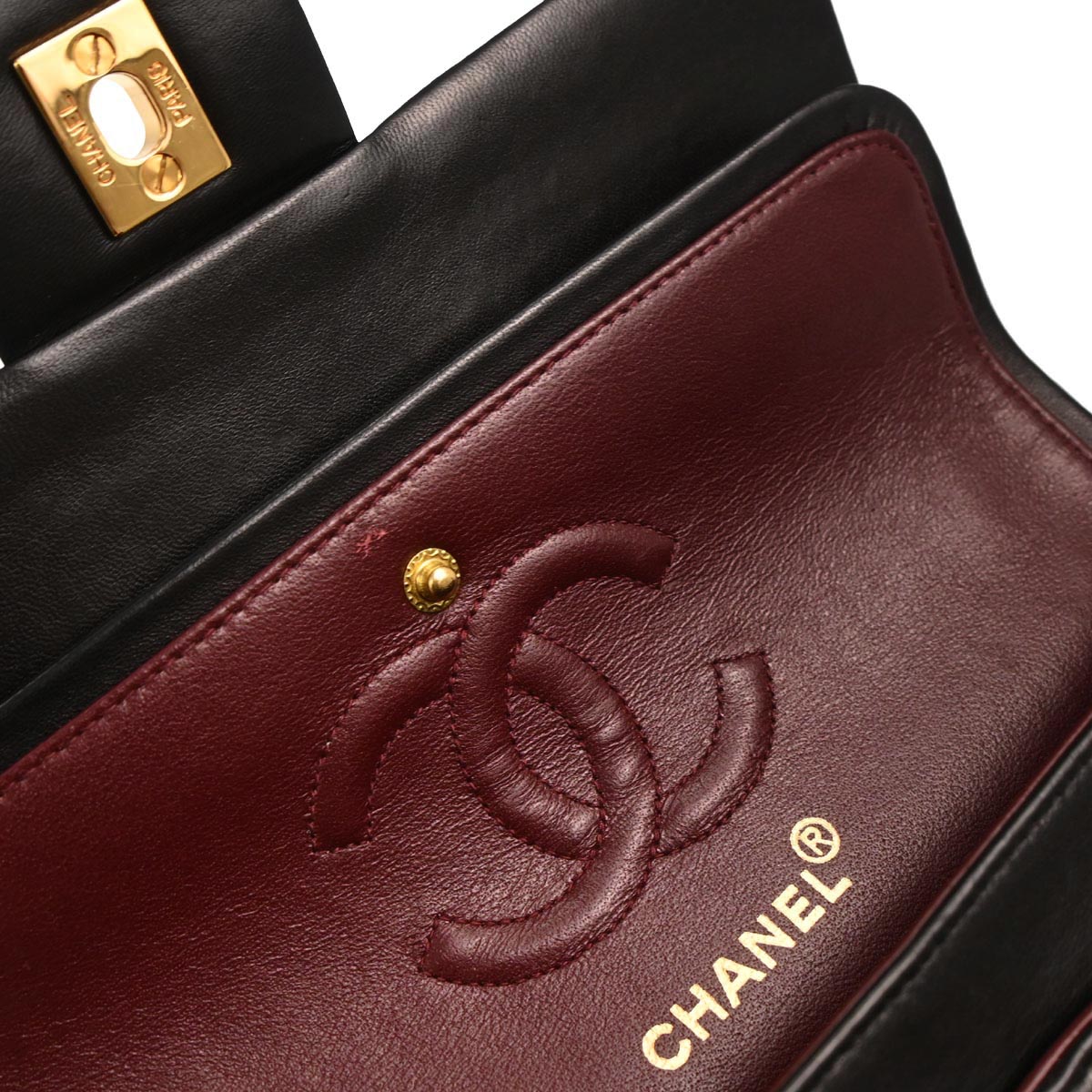 Chanel 1997-1999 Black Lambskin Small Classic Double Flap Shoulder Bag