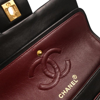 Chanel 1997-1999 Black Lambskin Small Classic Double Flap Shoulder Bag