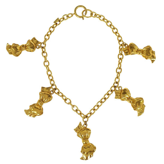 Chanel Bow Chain Necklace Gold