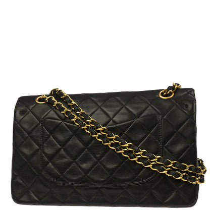 Chanel 1994-1996 Black Lambskin Medium Classic Double Flap Shoulder Bag