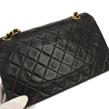 Chanel 1994-1996 Black Lambskin Medium Classic Double Flap Shoulder Bag