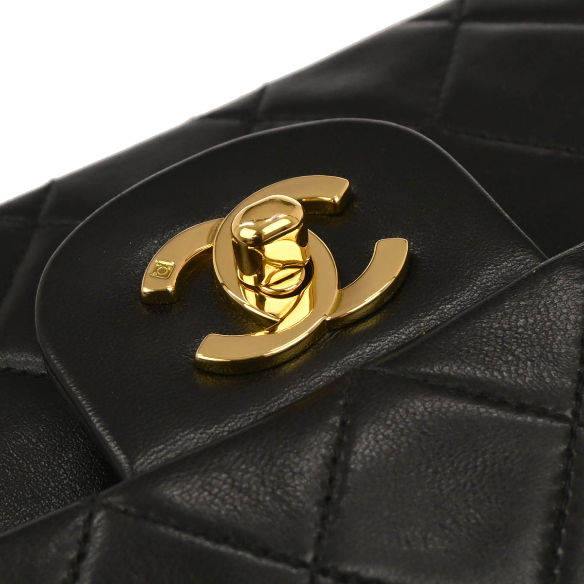 Chanel 1994-1996 Black Lambskin Medium Classic Double Flap Shoulder Bag