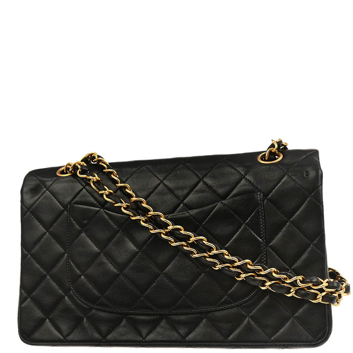 Chanel 1994-1996 Black Lambskin Medium Classic Double Flap Shoulder Bag