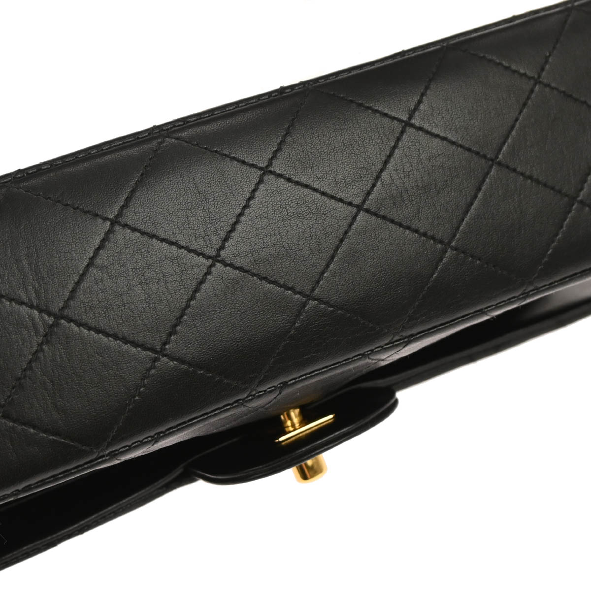 Chanel 1994-1996 Black Lambskin Medium Classic Double Flap Shoulder Bag