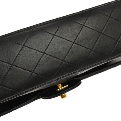 Chanel 1994-1996 Black Lambskin Medium Classic Double Flap Shoulder Bag