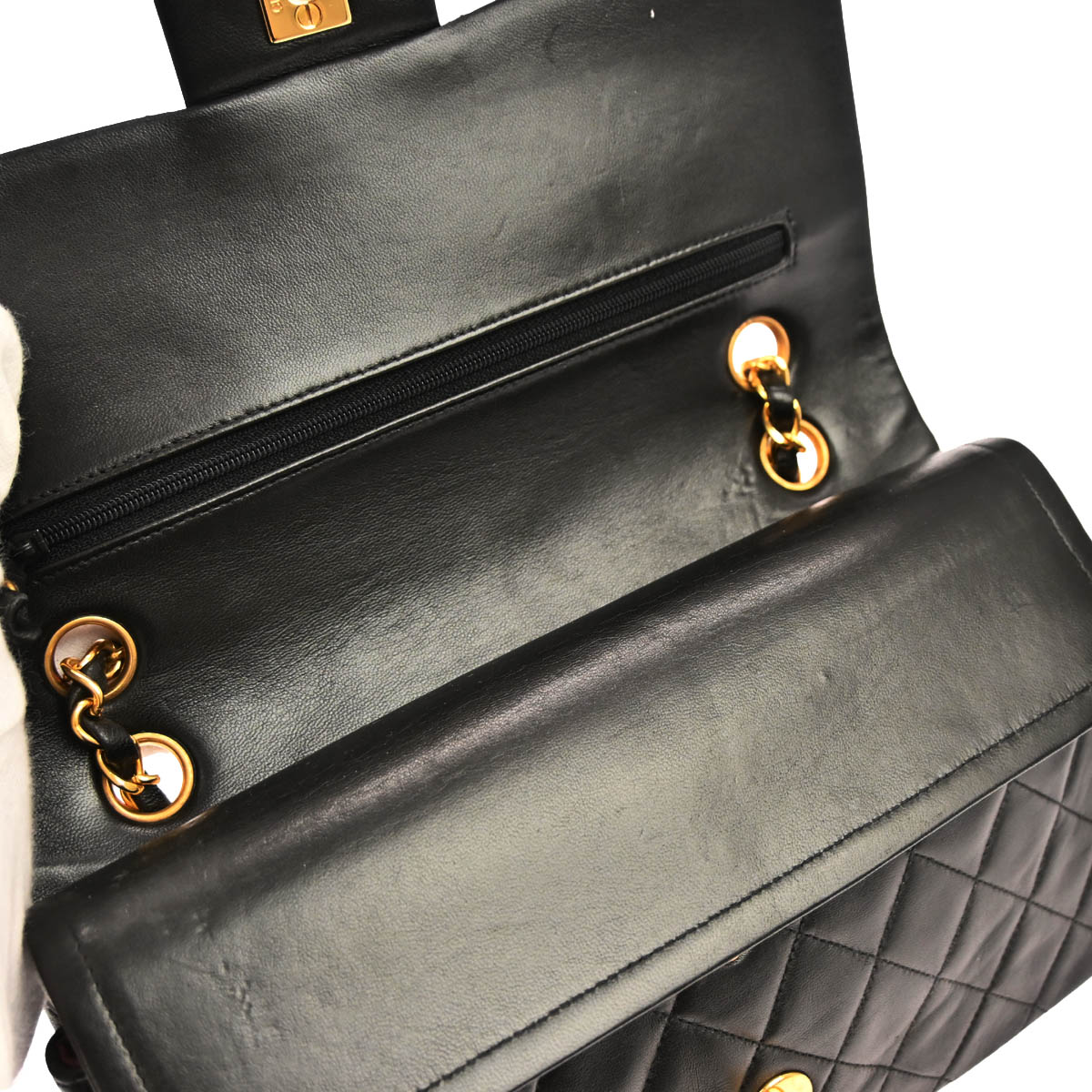 Chanel 1994-1996 Black Lambskin Medium Classic Double Flap Shoulder Bag