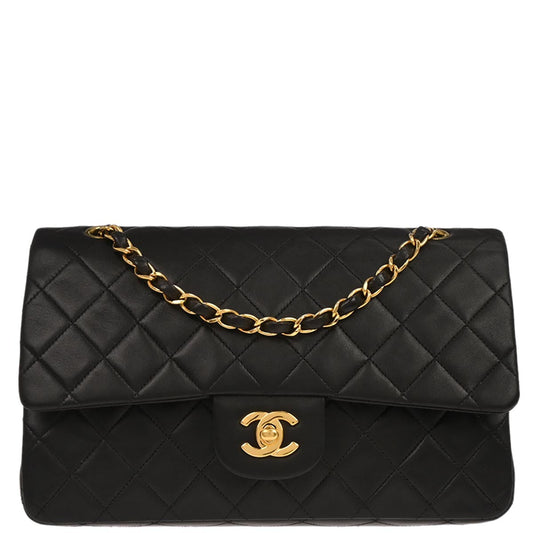 Chanel Black Lambskin Medium Classic Double Flap Shoulder Bag