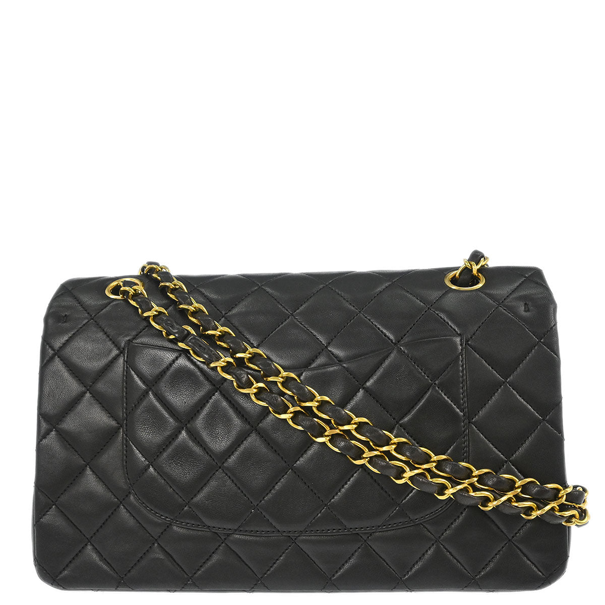 Chanel 1994-1996 Black Lambskin Medium Classic Double Flap Shoulder Bag