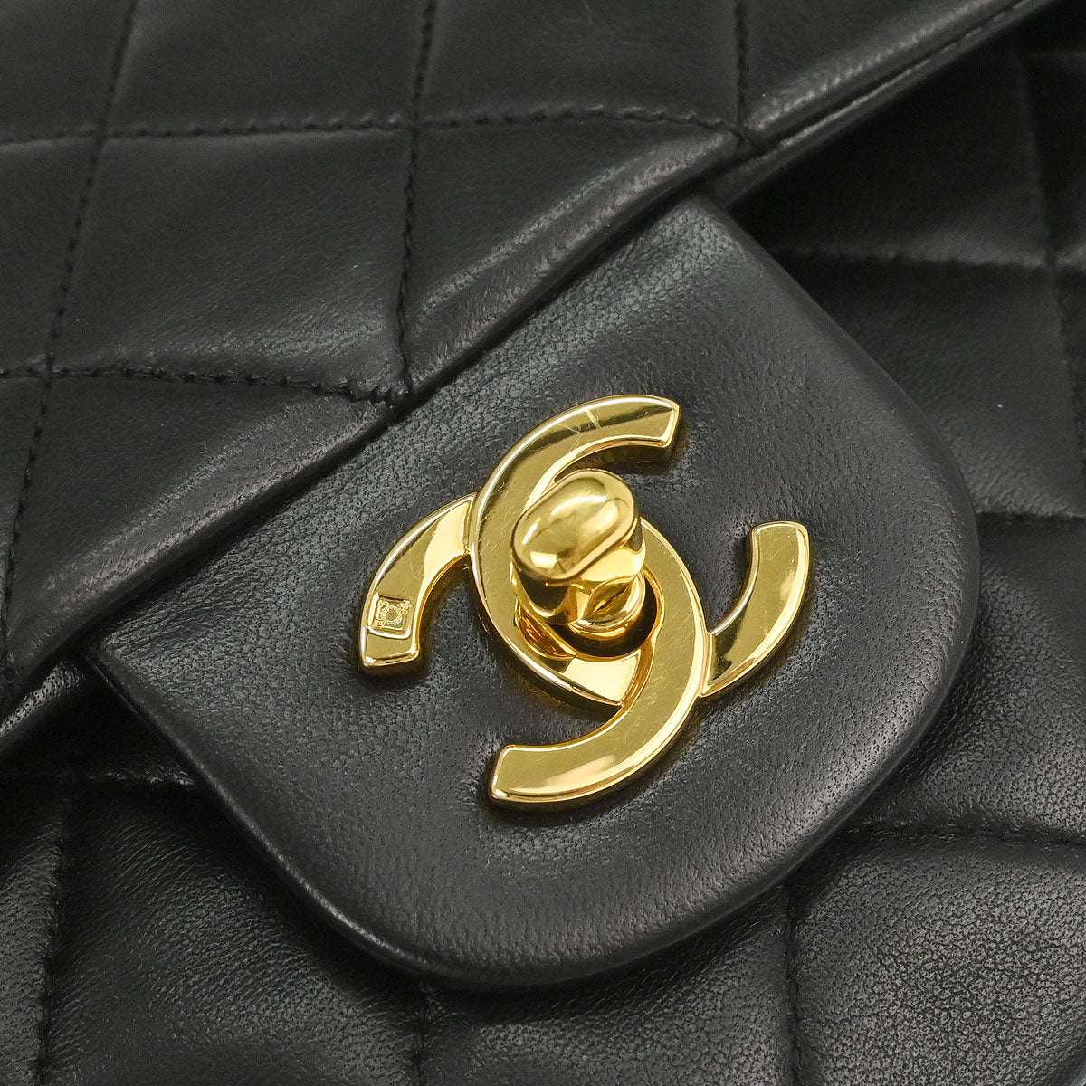 Chanel 1994-1996 Black Lambskin Medium Classic Double Flap Shoulder Bag