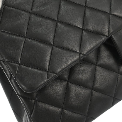 Chanel 1994-1996 Black Lambskin Medium Classic Double Flap Shoulder Bag