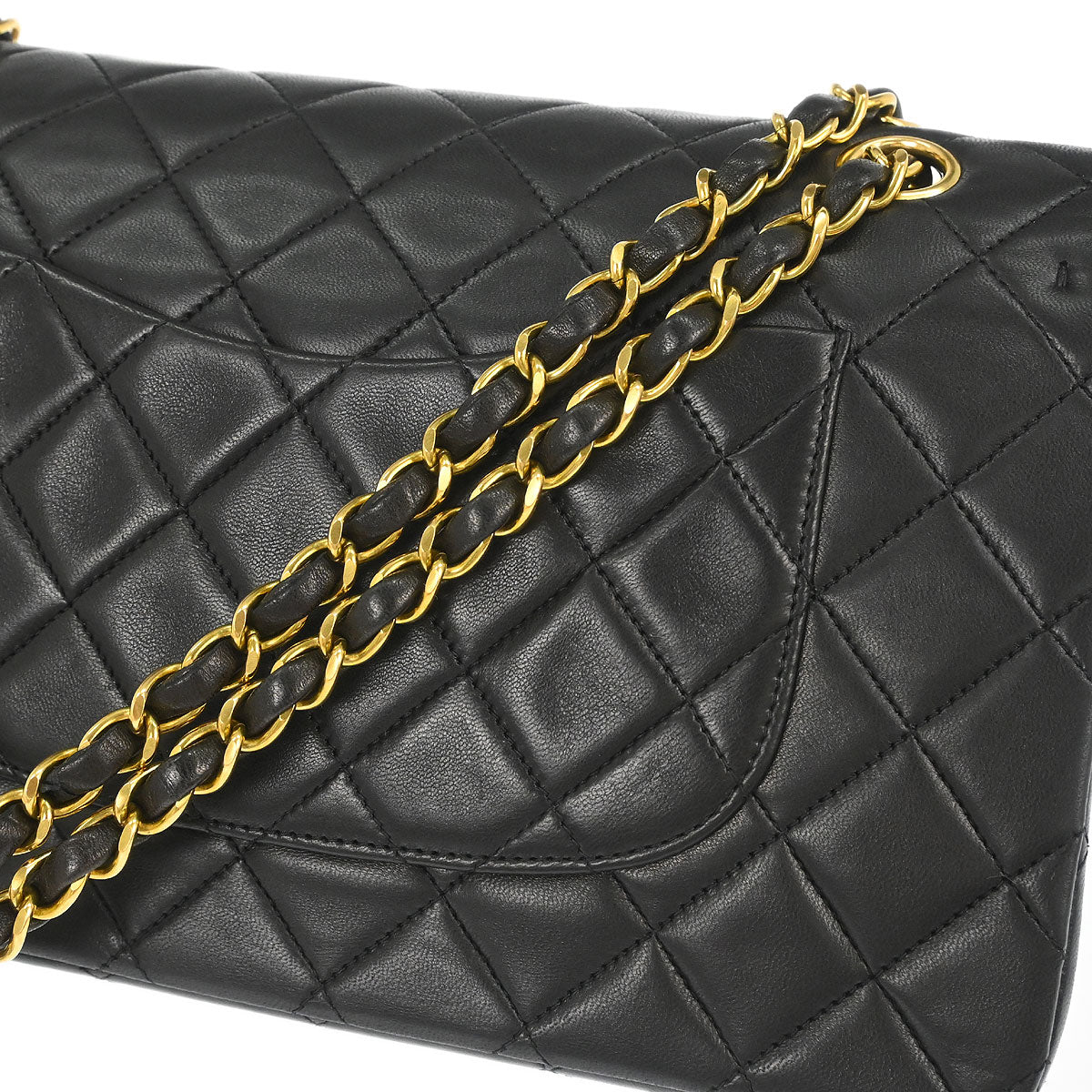 Chanel 1994-1996 Black Lambskin Medium Classic Double Flap Shoulder Bag