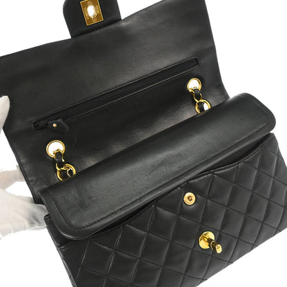 Chanel 1994-1996 Black Lambskin Medium Classic Double Flap Shoulder Bag