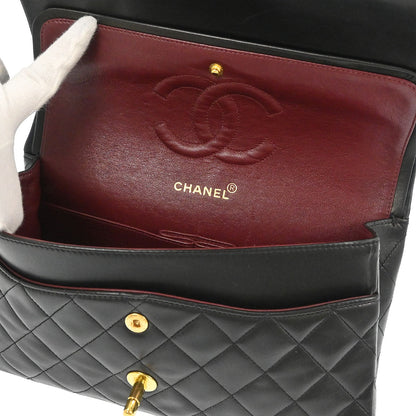 Chanel 1994-1996 Black Lambskin Medium Classic Double Flap Shoulder Bag