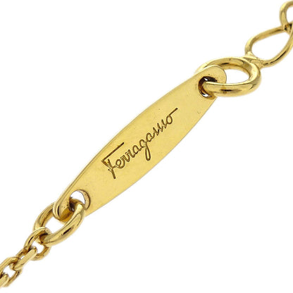 Salvatore Ferragamo Necklace Gancini Pendant Gold Rhinestone