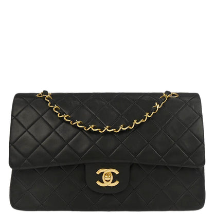 Chanel Black Lambskin Medium Classic Double Flap Shoulder Bag