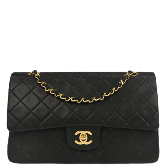 Chanel Black Lambskin Medium Classic Double Flap Shoulder Bag