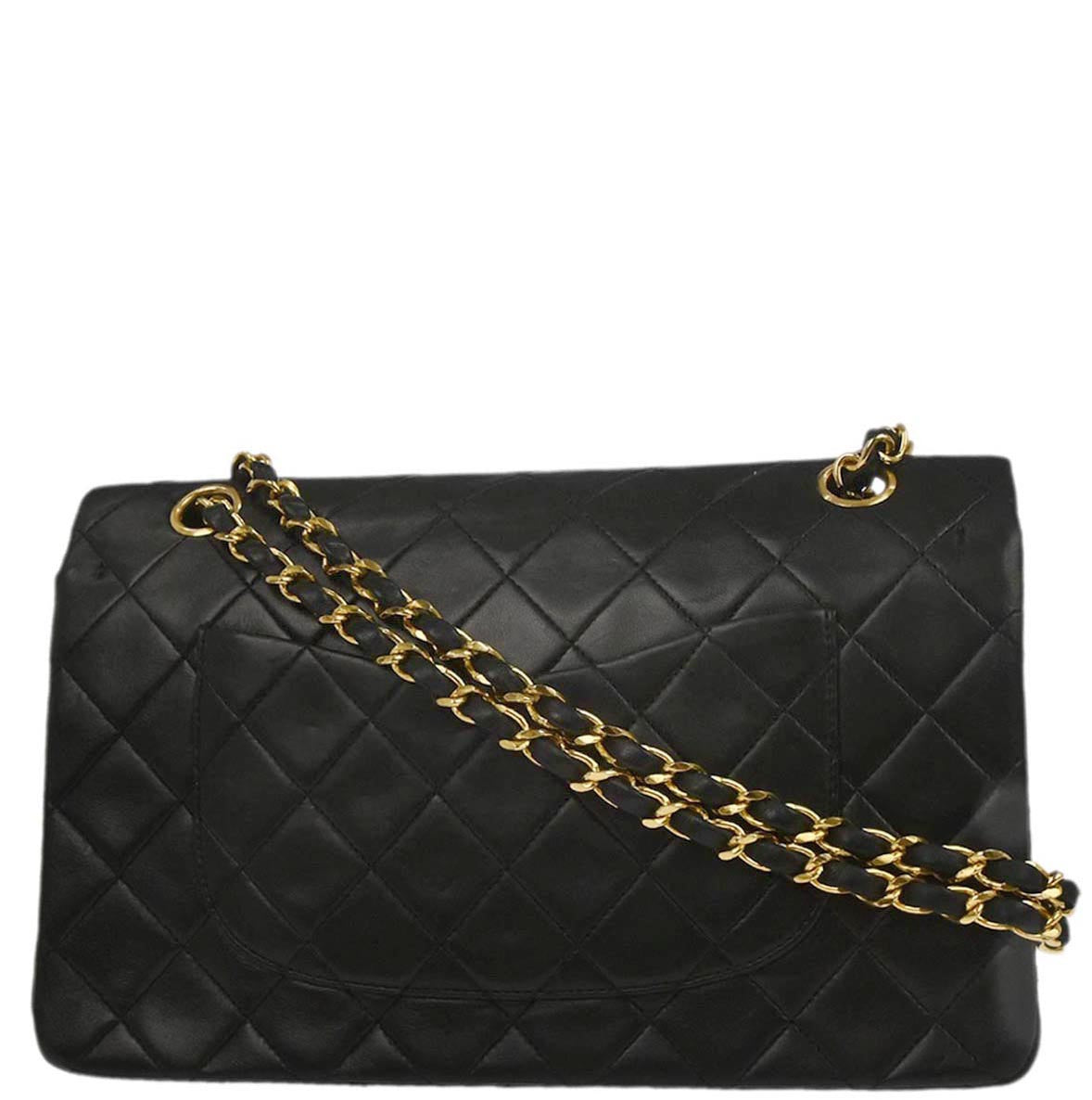 Chanel Black Lambskin Medium Classic Double Flap Shoulder Bag