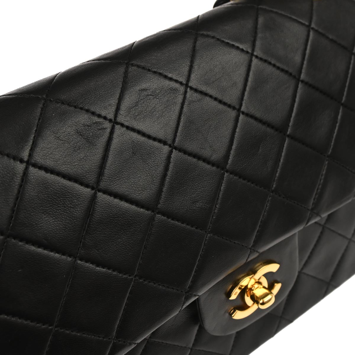 Chanel Black Lambskin Medium Classic Double Flap Shoulder Bag