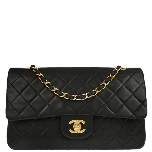 Chanel Black Lambskin Medium Classic Double Flap Shoulder Bag