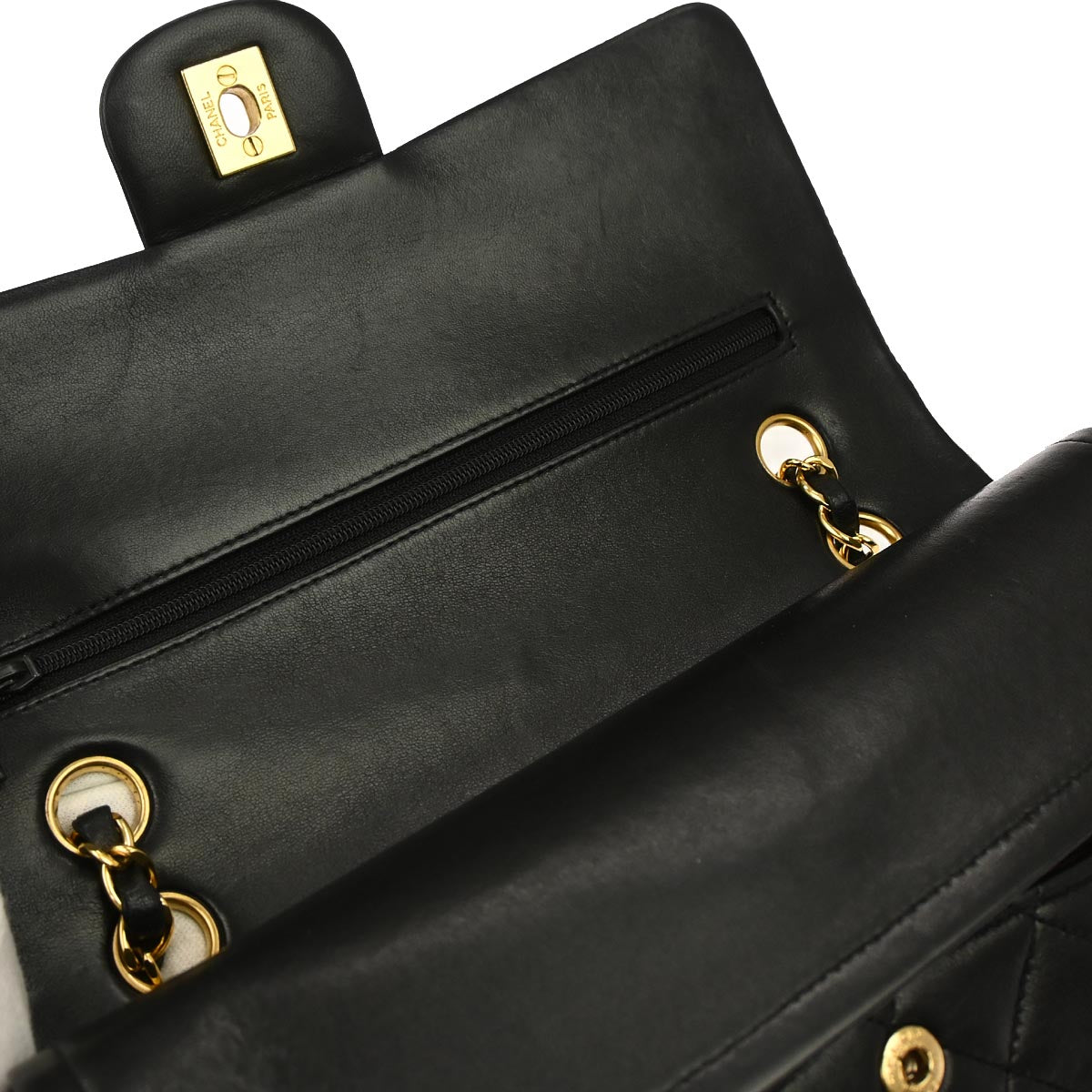 Chanel Black Lambskin Medium Classic Double Flap Shoulder Bag