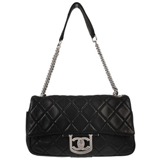 Chanel 2006-2008 Black Lambskin Secret Label Flap Bag Handbag
