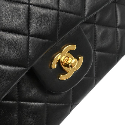 Chanel 1996-1997 Black Lambskin Medium Classic Double Flap Shoulder Bag