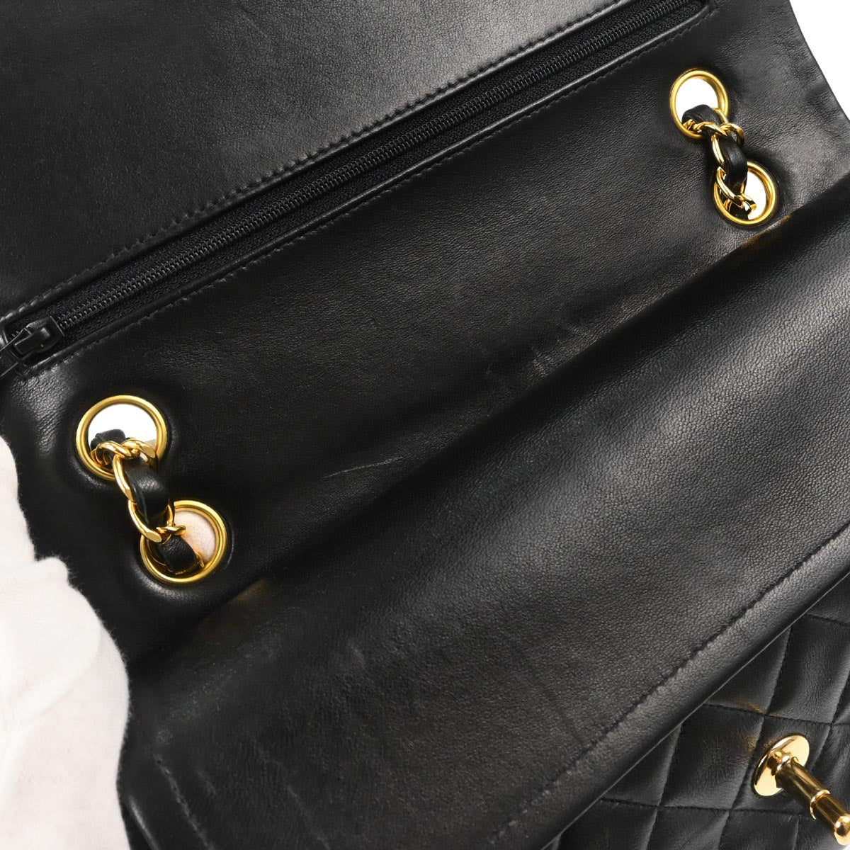 Chanel 1996-1997 Black Lambskin Medium Classic Double Flap Shoulder Bag